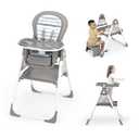 Ingenuity Proper Positioner Create Up Baby High Chair, 9 Modes of Use, Toddler Tower, Table and Chair, Foldable, Adjustable Footrest, 90 Degree Posture Aids Digestion, Ages 6 M-5 Years - Soulful Skies