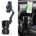 Phone Holders for Your Car, 2 in 1 Universal Cup Holder Expander Adjustable Base with Phone Mount, Long Arm with 360°Rotation Cup Holder Phones Mount for Car Compatible with All Smartphones