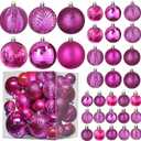 Prextex 36-Pieces Fuchsia Pink Christmas Ornaments Set - Shatterproof, Festive Christmas Balls Decorations in 3 Sizes and 6 Styles with Hanging Loops for Tree, Wreath, and Dazzling Holiday Party Decor