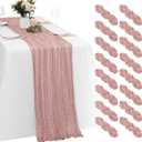 16 Pack Dusty Pink Cheesecloth Table Runners 20x120 Inch Gauze Table Runner Cheese Cloth 10FT Pink Table Runner Rustic Sheer Runner for Wedding Birthday Party Baby Shower Table Decor