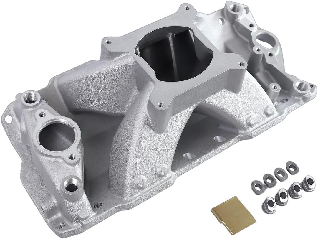 2925 52031 Aluminum Single Plane SBC Super Victor Intake Manifold Compatible with Chevy Small Block 305 350 400 1955-1995 3,000-8,500 RPM