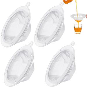 4 Pieces 200 Mesh Filter 5 Inch Food Filter Strainer Nylon Sieve Fine Mesh Plastic Reusable Strainer for Filtering Yogurt Juice Milk Honey Kitchen Whey Grease Coffee Funnels