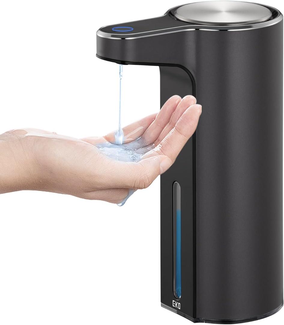 EKO Aroma Touchless Automatic Soap Dispenser for Bathroom and Kitchen, Liquid Hand Soap Dispenser, Water-Resistant and Rechargeable, 9 fl oz (Dark Grey)