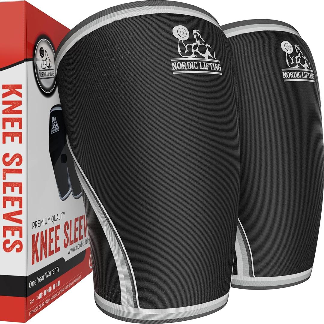 Nordic Lifting 7mm Neoprene Knee Sleeves (1 Pair) Support & Compression for Weightlifting, Powerlifting & Cross Training (USPA Approved) for The Best Squats - Both Women & Men - XXL (Black)
