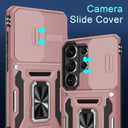 DEERLAMN Case for Samsung Galaxy S26 Ultra 6.9-Inch with Slide Camera Cover+Screen Protector(1 Pack), Rotated Ring Kickstand Military Grade Shockproof Protective Cover-Rose Gold