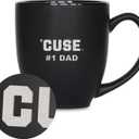 Rico Industries NCAA #1 Dad 15oz Laser Engraved Matte Black Ceramic Bistro Mug - for Hot or Cold Drinks