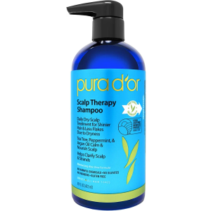 PURA D'OR Scalp Therapy Shampoo - Hydrates & Nourishes Scalp - Scalp Care Shampoo For Itchy Flaky Scalp w/ Tea Tree, Peppermint, Patchouli, Cedarwood, Clary Sage, Argan Oil 16oz (00602)