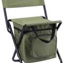 Foldable Fishing Chair with Cooler Bag, 3 in 1 Backpack Cooler Chair with Backrest, Lightweight Insulated Portable Fishing Chair for Fishing Hunting Hiking Travel, Standard