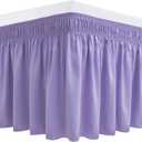 Biscaynebay Wrap Around Bed Skirts for Queen Beds 15" Drop, Lavender Adjustable Elastic Dust Ruffles Easy Fit Wrinkle & Fade Resistant Silky Luxurious Fabric Machine Washable