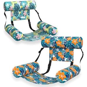 HomeKaren Pool Floats Frabic Covered for Adults 2 Pack, Inflatable Pool Lounge, Water Floats, Pool Chair for Pool Party, Sea, Beach, Lake River
