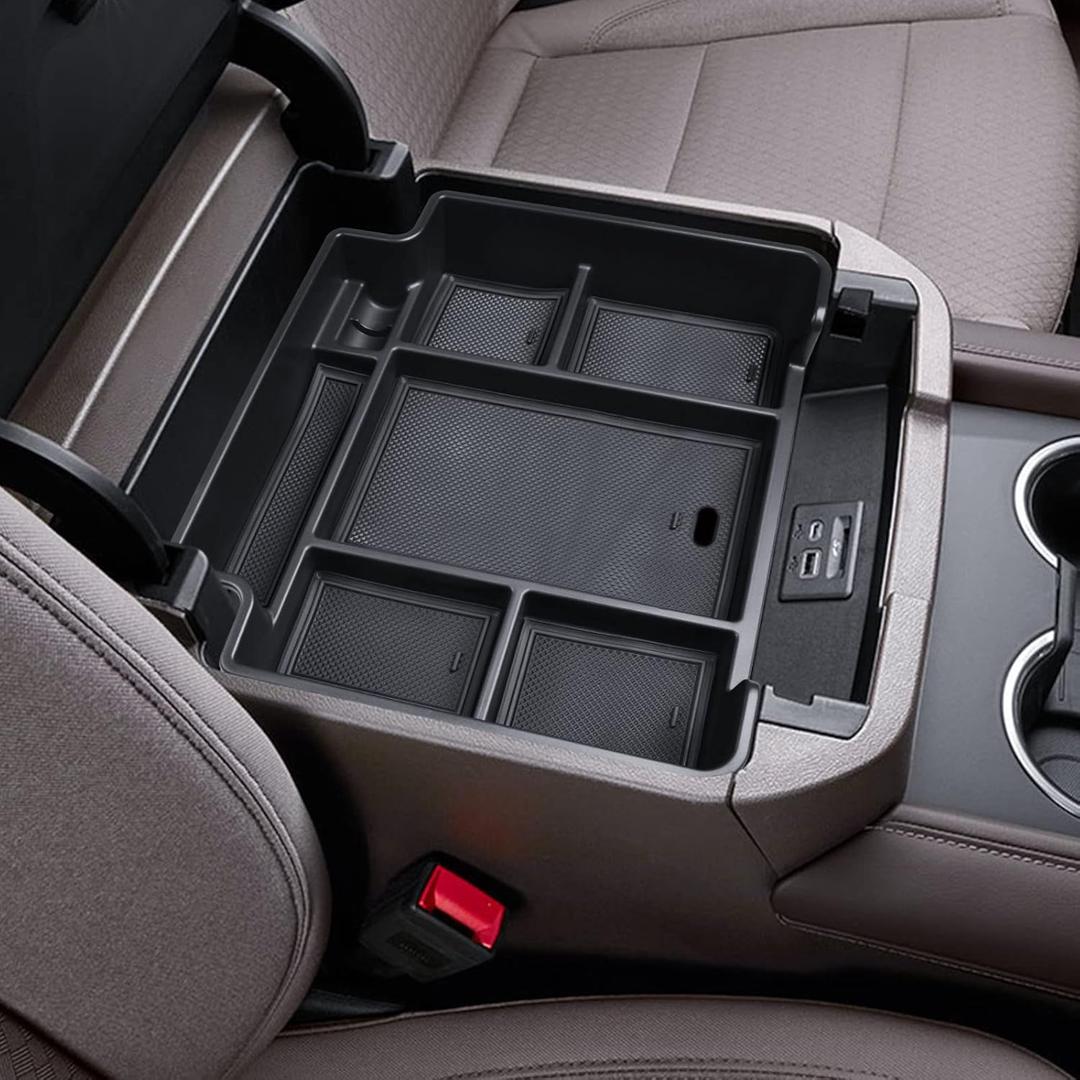 EDBETOS Full Size Center Console Organizer Tray Compatible with 2021-2026 Chevy Tahoe/Suburban and 2021-2024 GMC Yukon, Fit Standard Console with Charging Socket Only, NOT for Power Sliding Console (Black)