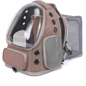 Cat Backpack Carrier for Large Cats, Expandable Cat Bubble Backpack, Dog Carriers for Small Medium Dogs, Airline Approved Pet Carrier for Travel Hiking Outdoor(Brown)