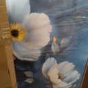 Ouzzlie Large Flower Canvas Wall Art Blue Picture for Office, 59"L x 29"W