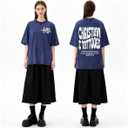 Graphic Tees Summer Women Men Cotton Novelty Oversized Crew Verse in Bible Christian Washed T-Shirt (Blue, XL)