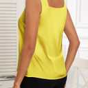 Womens Satin Tank Tops V Neck Camisole Tops for Women Dressy Casual Blouses Sleeveless Silk Shirts (Yellow, M)