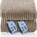 Electric Blanket 84"x90" Queen Size Heated Blanket with 10 Heat Settings & 1-12 Hours Auto-Off,Reversible Cozy Silky Flannel Fabric Warm Blanket Large Size for Full Body - Camel