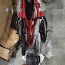 Medline Lightweight Foldable Transport Wheelchair with Handbrakes and 12-Inch Wheels, Red Frame, Black Upholstery