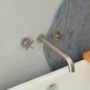 Wall Mount Tub Filler,Two Cross Handle Bathtub Faucet,Extra Long Spout Reach with High Water Flow,Brass Rough in Valve Included,Nickel Brushed