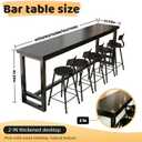 47in Black Industrial Long Bar Table | Solid Wood Farmhouse Bar Height Table,Rectangular High Top Kitchen & Dining Tables, for Kitchen Coffee Shop