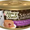 Purina Fancy Feast Savory Centers With Beef Wet Cat Food Pate with Gourmet Gravy Center - (Pack of 24) 3 oz. Cans (EXP 03/31/28)