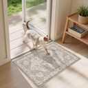 Washable Area Rugs for Living Room -2x3 Neutral Vintage Distressed Floral Farmhouse Boho Large Soft Floor Rug Indoor Non Slip Carpet for Bedroom Dining Room Office - Brown/Multi