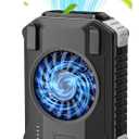 10000mAh Portable Waist Fan with Charger & Flashlight - 3-Speed Strong Airflow, Shirt Fan Clip-On Belt for Outdoor Work, Construction, Hiking, Cooling (Black)