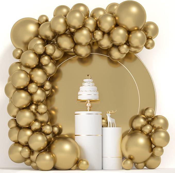 Metallic Gold Balloons 84 pcs Gold Balloons Garland Arch Kit 5 inch +12 inch +18 inch Chrome Gold Balloons Happy Birthday Balloons Baby Shower Wedding Balloons Christmas Balloons Garland
