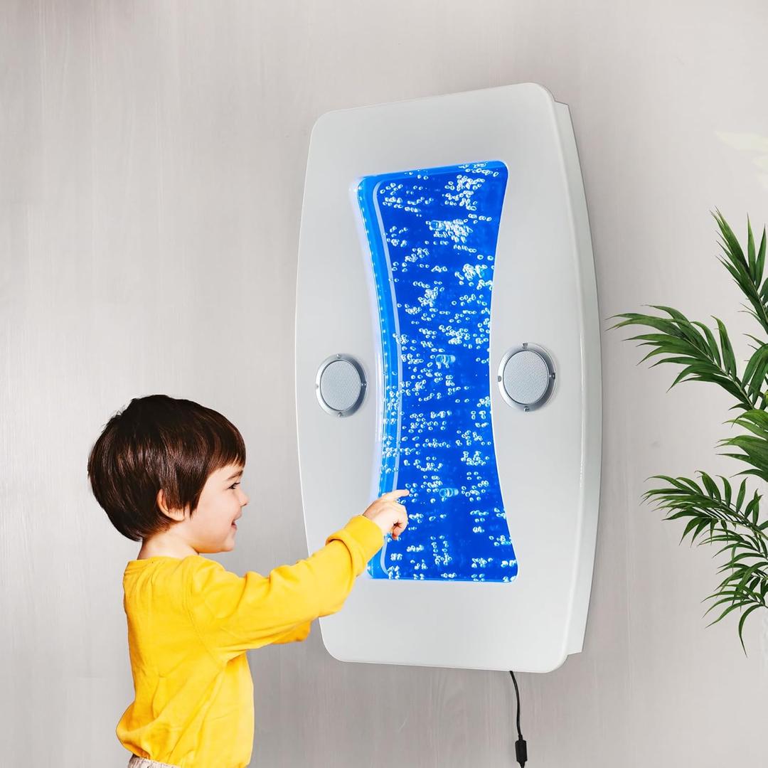 Bluetooth Music Bubble Wall Fountain  an Arc-Shaped Wall Mount Fountain with 3D Sound & Colorful Lights on an Arc-Shaped Water Curtain Sensory PanelIdeal for Sensory Relaxation & Modern Dcor