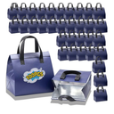 100 Pcs Insulated Take Away Bags, Disposable Lunch Bags For Food Takeaways, Coffee, Milk Tea, Seafood, Pizza, For Restaurants And Grocery Shops 9.5 x 6 x 10 In (Navy Blue)