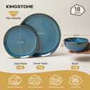 Stoneware Dinnerware Sets for 6, Reactive Glaze Plates and Bowls, Blue | 18-Piece Handcrafted Rustic Porcelain Dishes Set, Highly Scratch Resistant, Dishwasher & Microwave Safe
