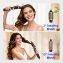 3 in 1 Rotating Hair Dryer Brush,Negative Ionic Professional Brush Blow Dryer with Detachable Brush(2" & 1.5"),3 Heats and 2 Speeds Rotating Hot Air Brush for Curling,Straight,Drying