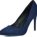 IDIFU Women's IN4 Classic Pointed Toe High Heels Pumps Wedding Dress Office Shoes (8.5, Blue Suede)