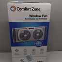 Comfort Zone 9-Inch 3-Speed Reversible Twin Window Fan Dual Blade Window Exhaust Fan with Auto-Locking Expanders, 22.25" to 33" Wide Tabletop Feet & Removable Bug Screen included