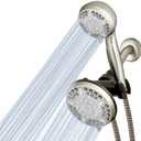 Waterpik 12-Mode 2-in-1 Dual Shower Head System with 5-Foot Hose and PowerPulse Therapeutic Massage, Brushed Nickel, XET-639E-649E