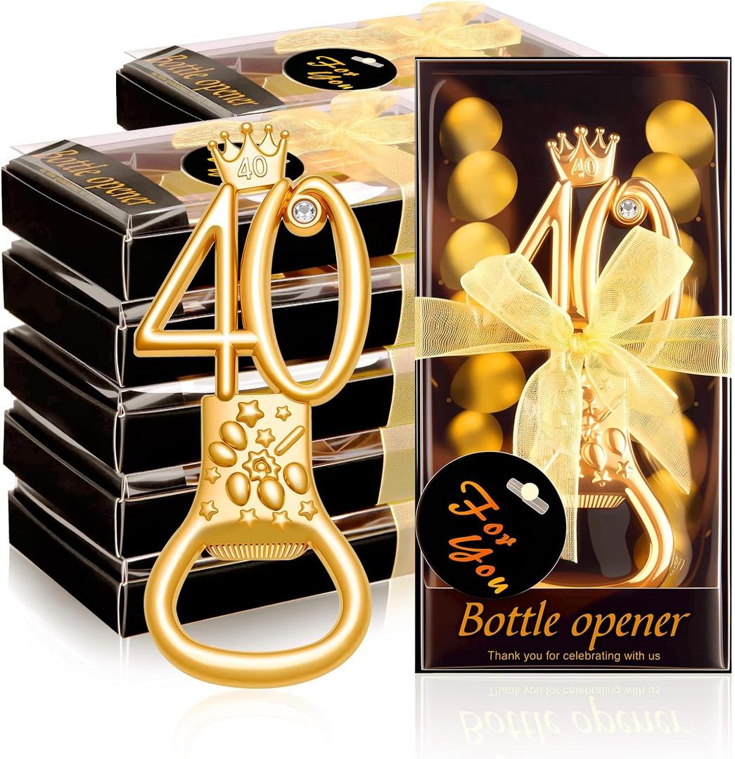 50Pcs 40th Black and Gold Bottle Opener 40 Birthday Party Favors Bottle Openers 40th Anniversaries Souvenirs for Guests Wedding Return Gift Theme Decoration Parties Supplies (40th)