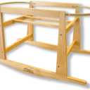 Milo & Nook Baby Moses Basket Stand Solid Pine Wood Structure, Sturdy, Safe & Light Weight, Portable Rocking Bassinet for Baby, Newborn Sleeper, Baby Bassinet Bedside Sleeper. Basket Not Included.