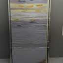 Framed Canvas Print Wall Art Blue Watercolor Landscape with Gold Stripes Geometric Shapes Illustrations Modern Art Contemporary Expressive for Living Room, Bedroom, Office - 20"x36"