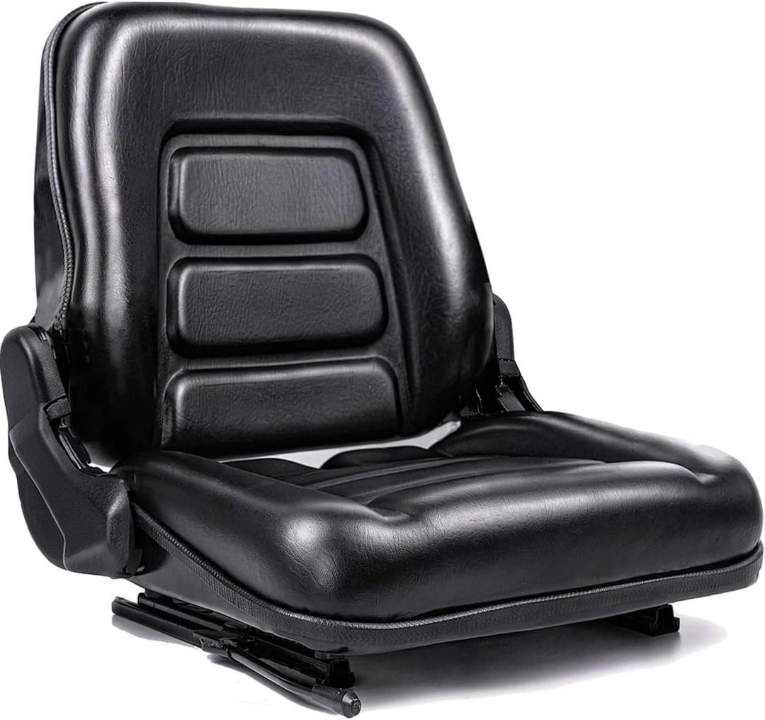 Universal Forklift seat, Tractor Seat with 160 Adjustable Backrest & Slides& Micro Switch, High-Density Foam, Industrial Grade Steel Frame,Waterproof PVC for Mowers, Backhoe, Excavators, Skid Steers