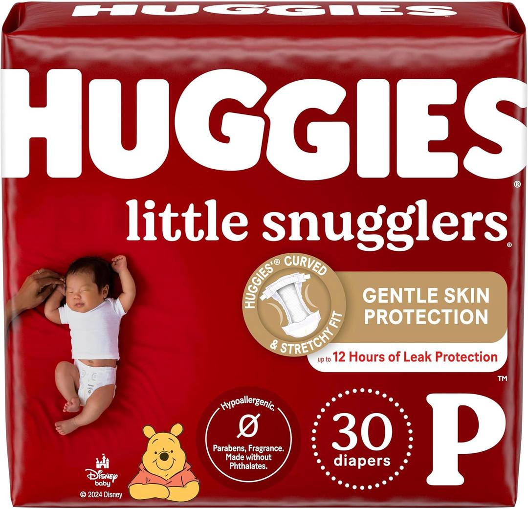 Huggies Newborn Diapers, Little Snugglers Baby Diapers, Size Preemie (up to 6 lbs), 30 Count (Pack Of 2)