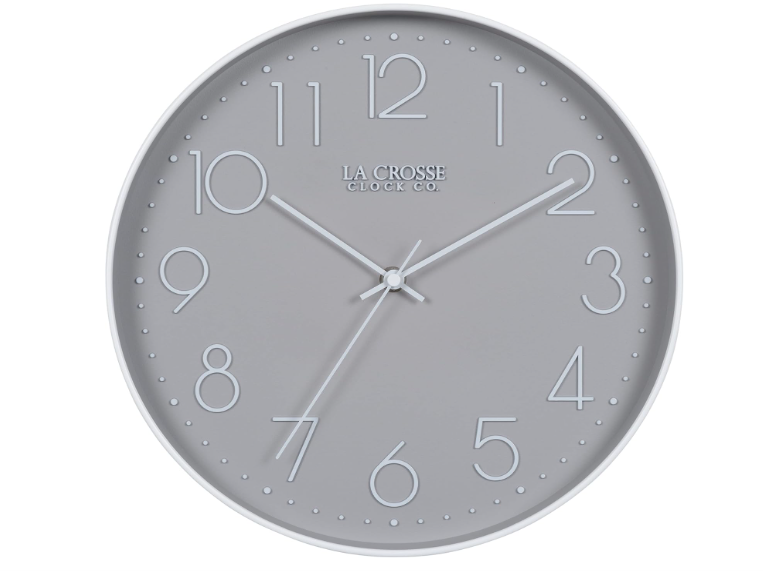 La Crosse Technology 12-Inch Everly Silent Analog Gray Quartz Wall Clock - 404-3831-INT 