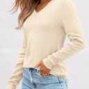 LILLUSORY V Neck Lightweight Sweaters for Women 2025 Fall Outfits Long Sleeve Knit Pullover Tops Trendy Fashion (L)