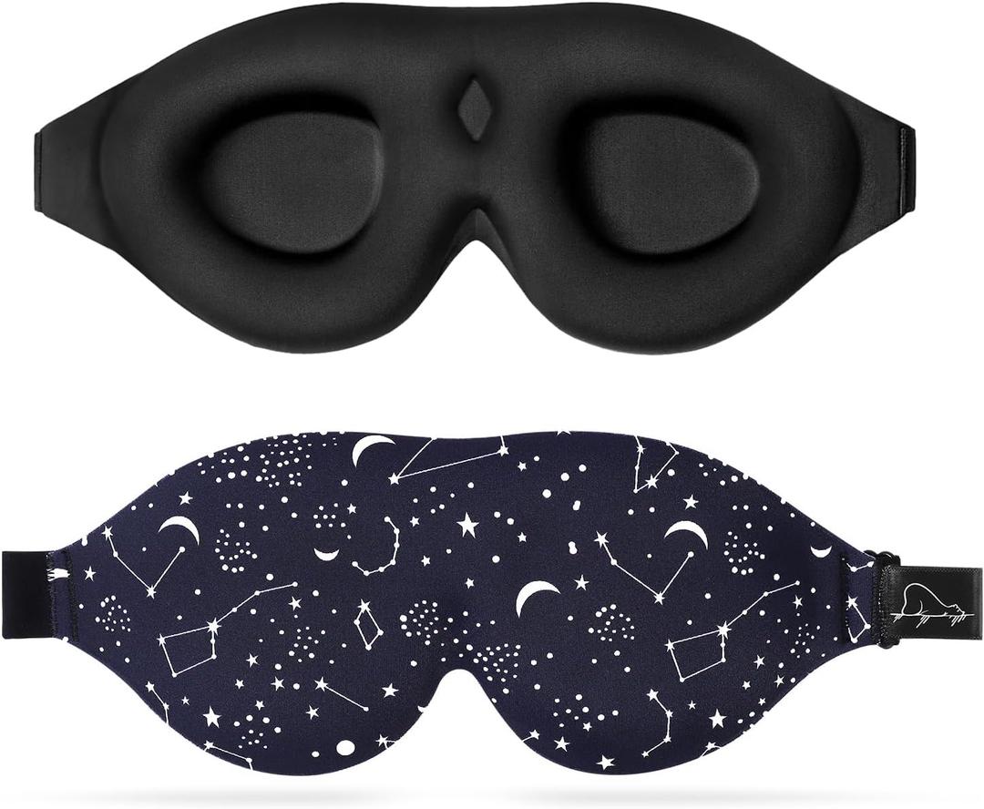 ALASKA BEAR Sleep Mask Women Men with Molded Eye Cups, Well-Contoured 3 D Extra-Plush Soft Memory Foam Blackout Eye Mask Zero Pressure on Eyelids & Eyelashes w Earplugs Set - Silent Night Stars ALASKA BEAR Sleep Mask Women Men with Molded Eye Cups, Well-Contoured 3 D Extra-Plush Soft Memory Foam Blackout Eye Mask Zero Pressure on Eyelids & Eyelashes w Earplugs Set - Silent Night Stars