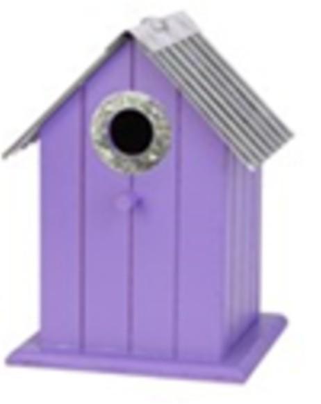 WoodLink Corrugated Metal Colorful Wren/Chickadee Bird house, Purple