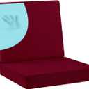 Waterproof Outdoor Chair Cushions 24x24, Memory Foam Outdoor Cushions for Patio Furniture with Removable Cover, Deep Seat Cushions for Outdoor Furniture with Ties and Handle, Burgundy