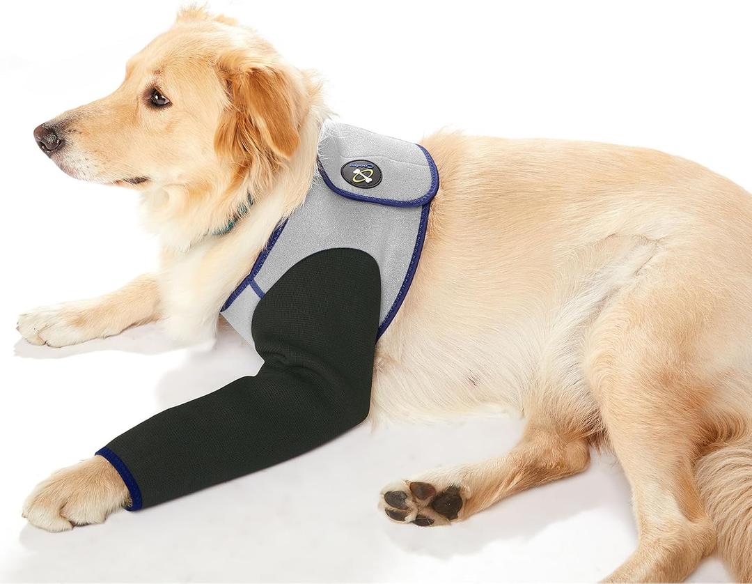 Coodeo Dog Recovery Suit, Cone Collar Alternative, Abrasion Resistant Dog Recovery Sleeve, Washable 2.5mm Thick and Waterproof, Pet Wounds Prevent Licking, Bite, Keep DryGrey S