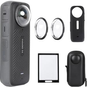 PellKing Camera Protective Accessories Kit for Insta360 X4, Insta 360 X4 Bundle Include Lens Guard/Silicone Protective Cover/Screen Protectors/Camera Case