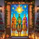 IVN Three Kings Day Epiphany Door Cover 71 x 35 Inches Front Door Banner Camel Journey Religious Holiday Decor Indoor And Outdoor (Wise men traveling on camels guided by a star)