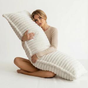Luxurious Faux Fur Full Body Pillow for Adults,Shredded Memory Foam Body Pillows for Side Sleeper & Pregnancy, 20x54 Inch Fluffy Long Bed Pillow for Back Pain Relief, Removable Cover