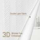 Gibelle White Shower Curtain, 3D Embossed Textured Herringbone Fabric Modern Farmhouse Bathroom Decor Soft Cloth Curtain Set with Hooks, 72x72