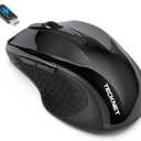TECKNET Rechargeable Jiggler Wireless Mouse (BT5.0/3.0 & 2.4G) 4800 DPI Silent USB A & Bluetooth Mouse 6 Buttons, Wide Compatibility - Black
